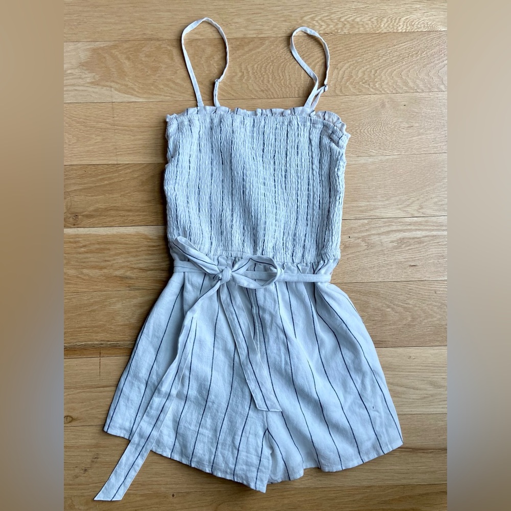 White Striped Romper Abercrombie & Fitch